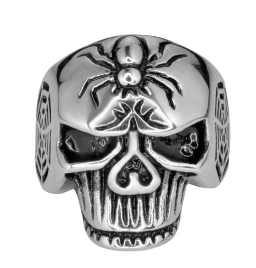 Gents Spider Skull Ring Stainless Steel Motorcycle Biker Jewelry