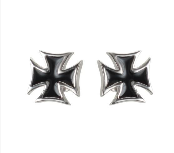 Iron Cross Nut & Post Earrings Stainless Steel Motorcycle Biker Jewelry