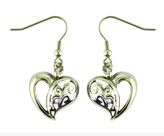 Heart Earrings Stainless Steel French Wire