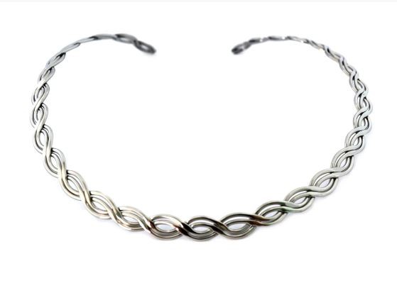 Cuff Necklace Stainless Steel Double Twist