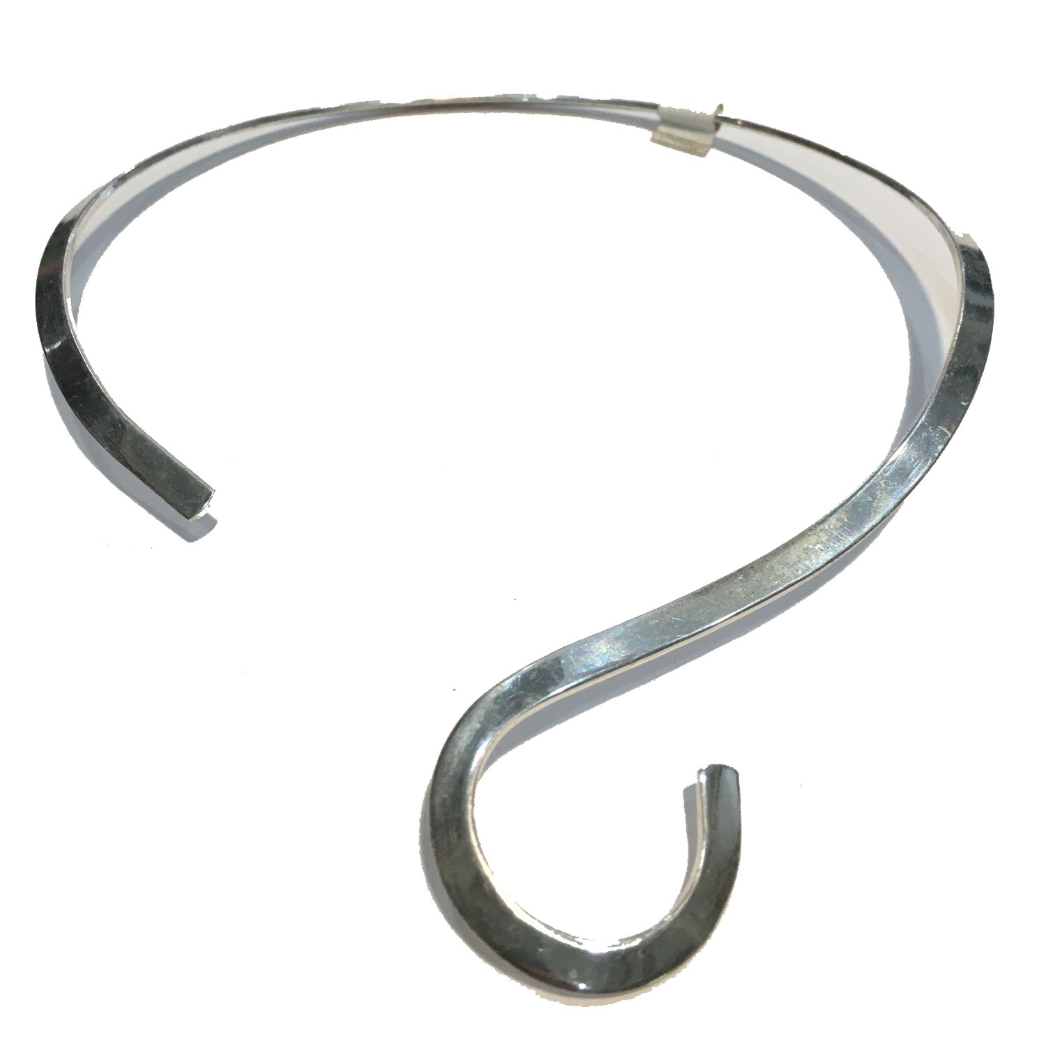 SLIDE CHOKER QUESTION MARK STYLE HAMMERED RHODIUM PLATED  16