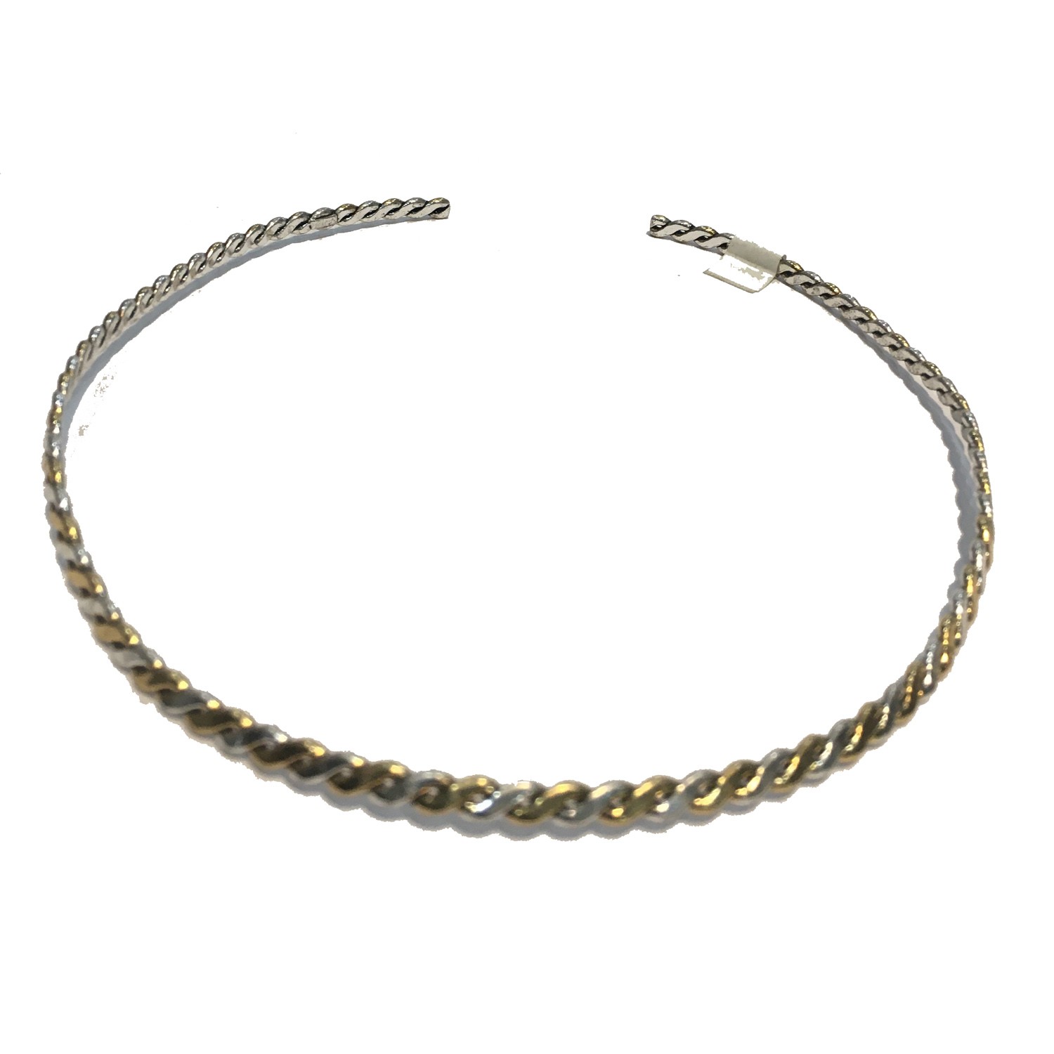 SLIDE CHOKER 2 TONE ULTRA THIN LEAF DESIGN RHODIUM PLATED 1/8