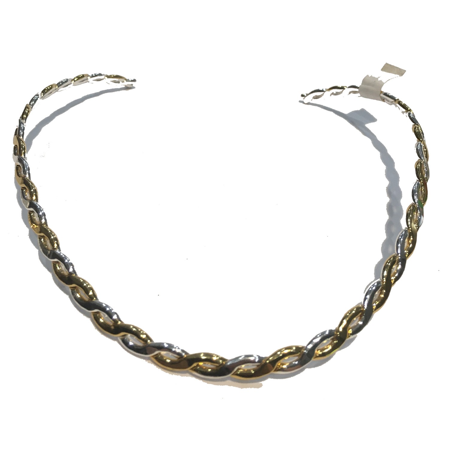 SLIDE CHOKER 2 TONE LEAF DESIGN RHODIUM PLATED 1/4