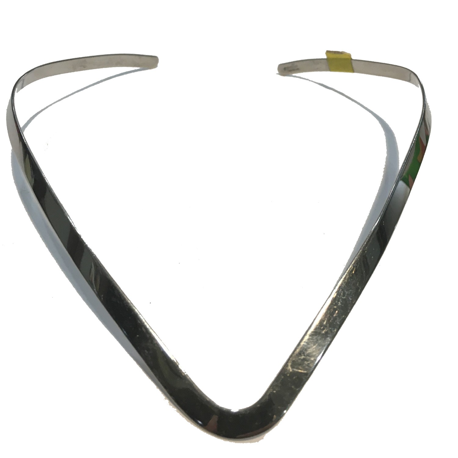 SLIDE CHOKER V-NECK STYLE PLAIN SILVER STAINLESS STEEL 1/4