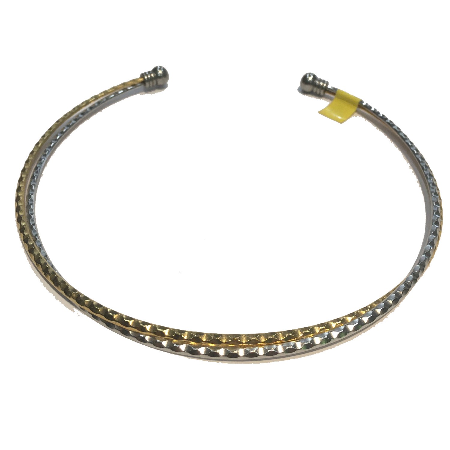 CHOKER 2 TONE RIPPLE STYLE WITH PERMANENTLY ATTACHED BEAD ENDS STAINLESS STEEL 1/4
