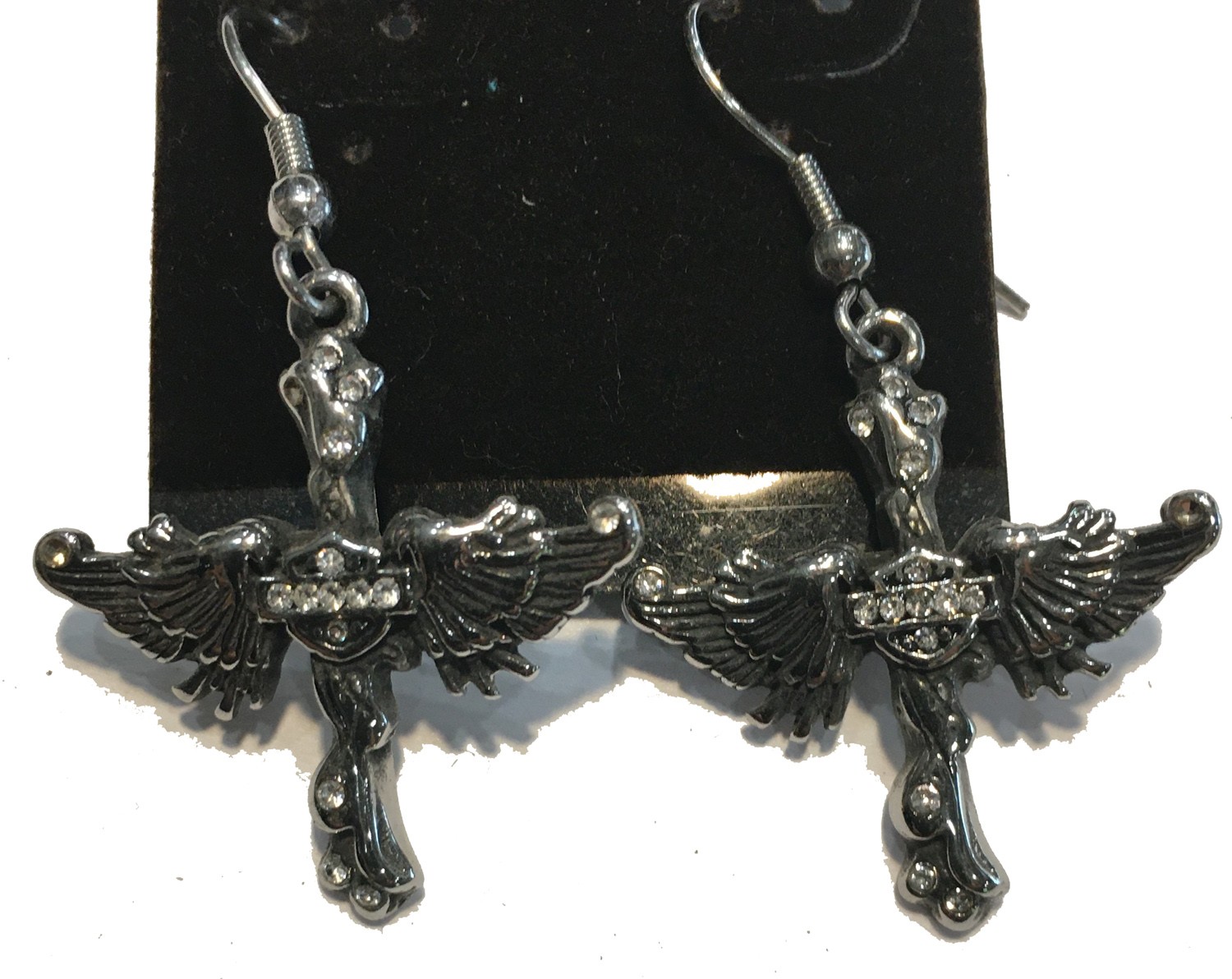 CROSS & ANGEL WING EARRINGS STAINLESS STEEL