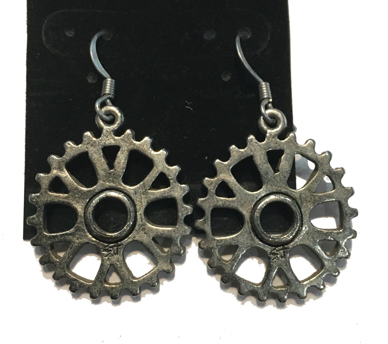 GEAR DANGLE EARRINGS STAINLESS STEEL