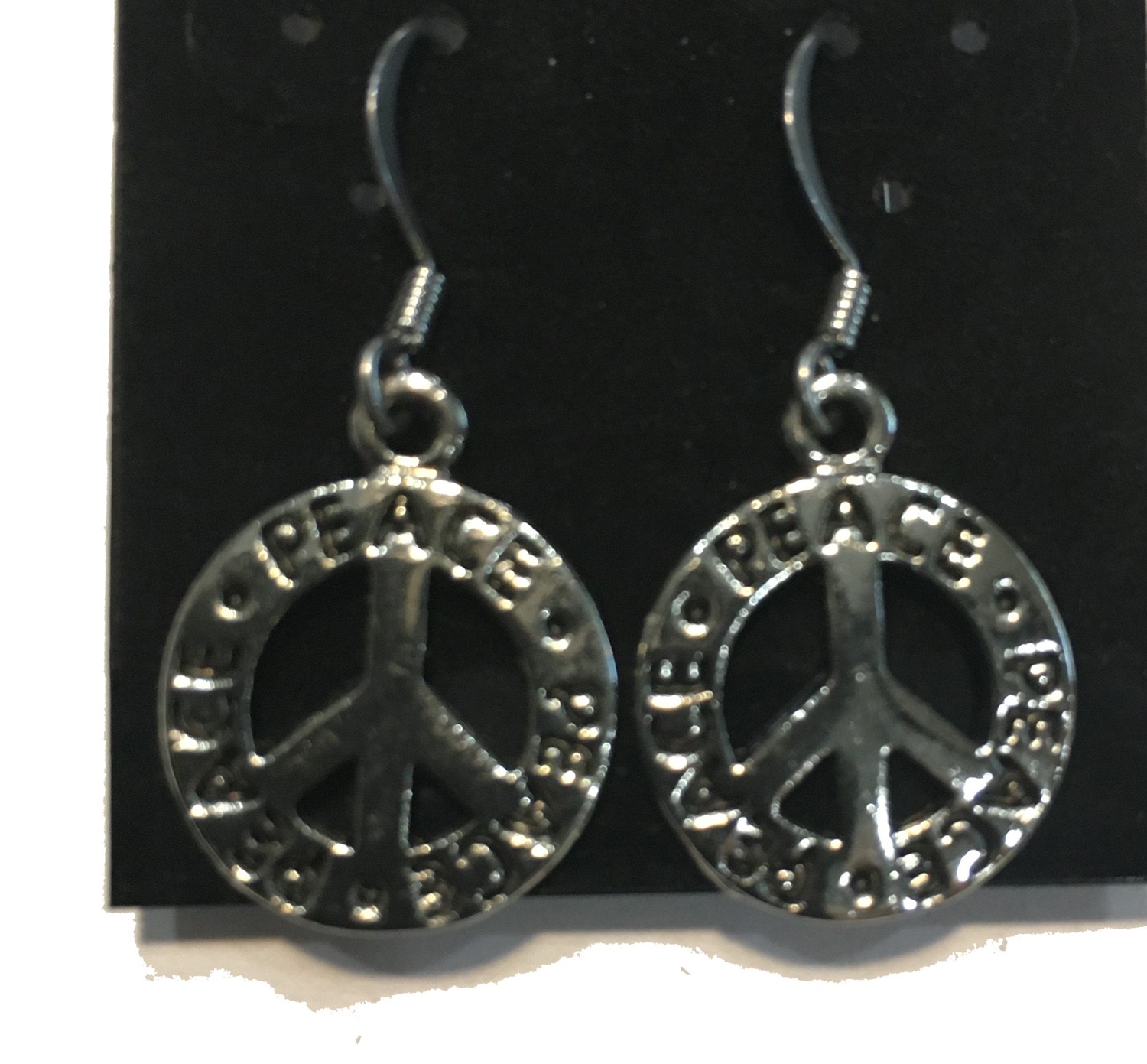 PEACE SIGN DANGLE EARRINGS STAINLESS STEEL