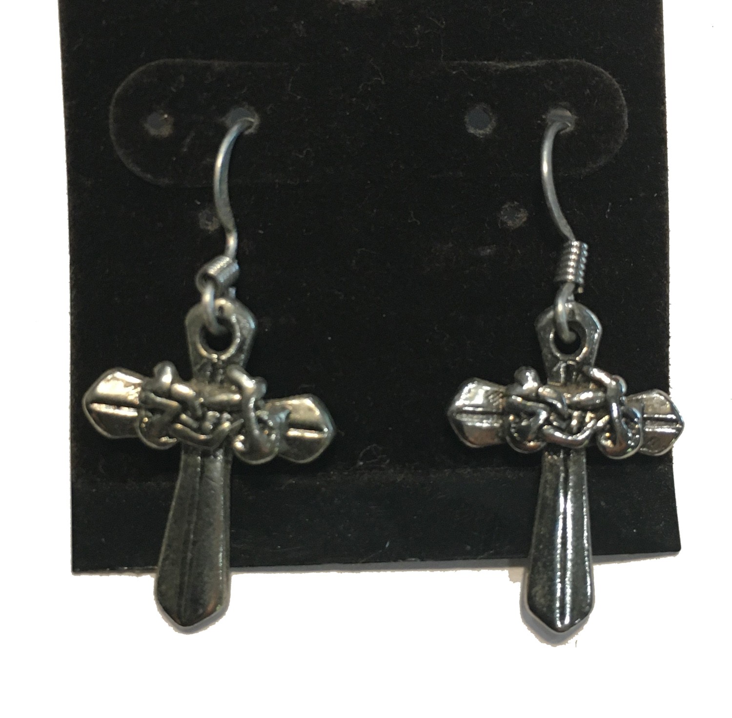 CROSS WITH MOTORCYCLE EARRINGS STAINLESS STEEL