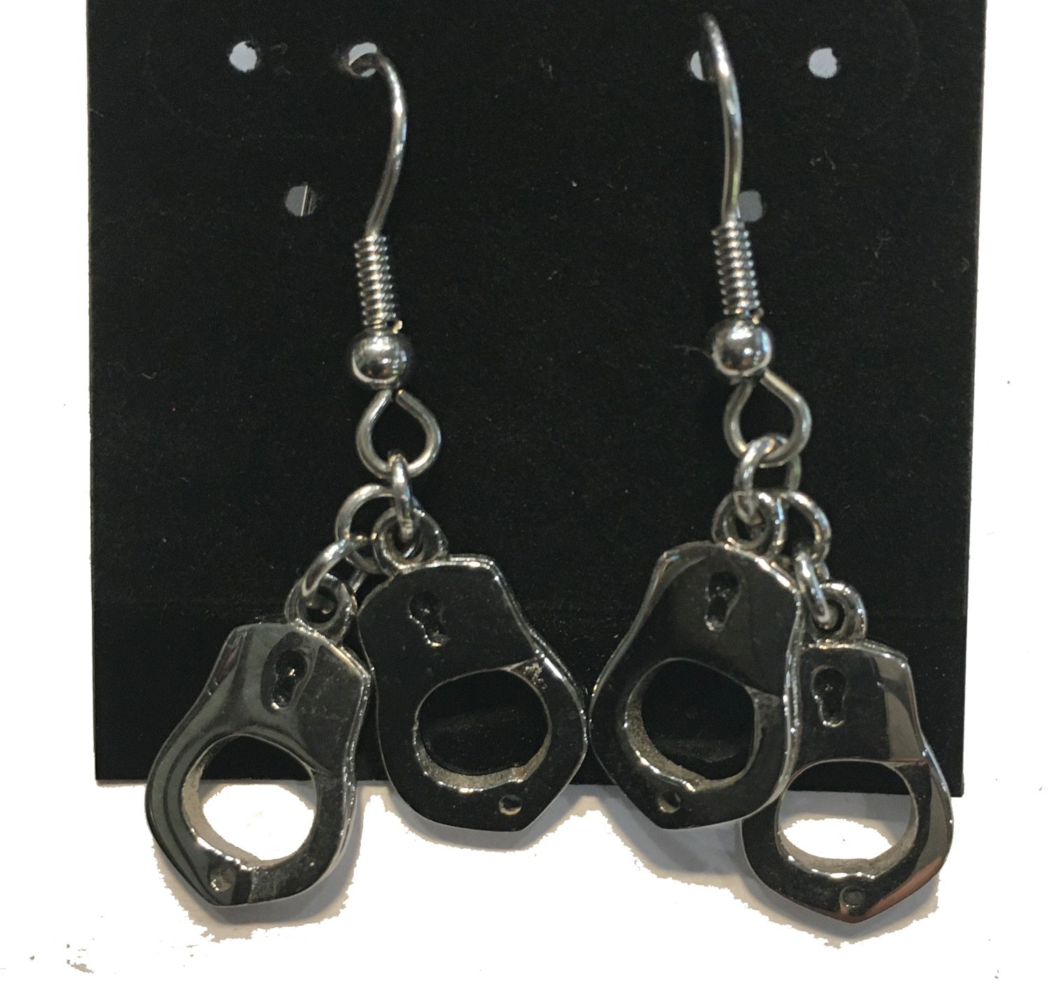 HANDCUFFS DOUBLE ON FRENCH WIRE EARRINGS STAINLESS STEEL