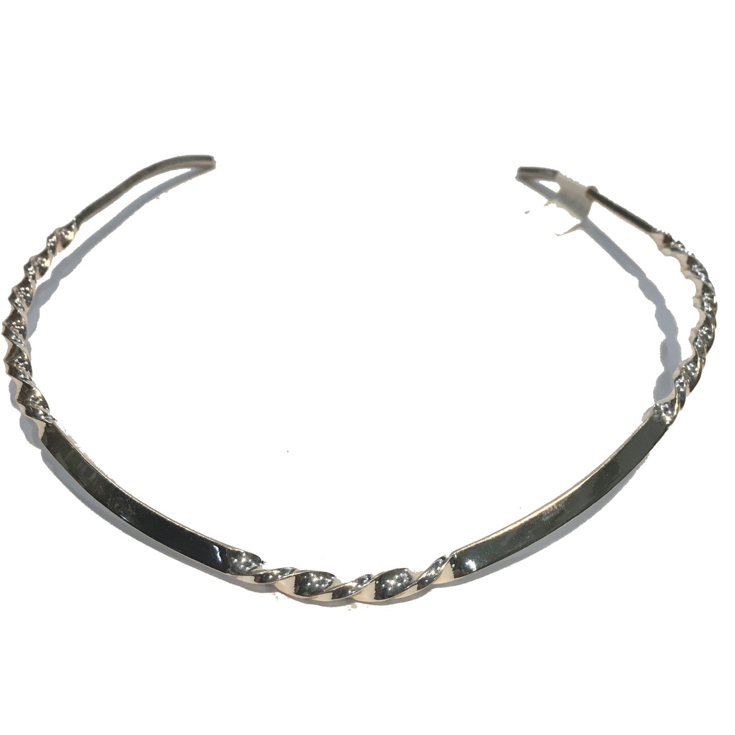 SLIDE CHOKER 2 TONE ULTRA THIN LEAF DESIGN RHODIUM PLATED 3/16