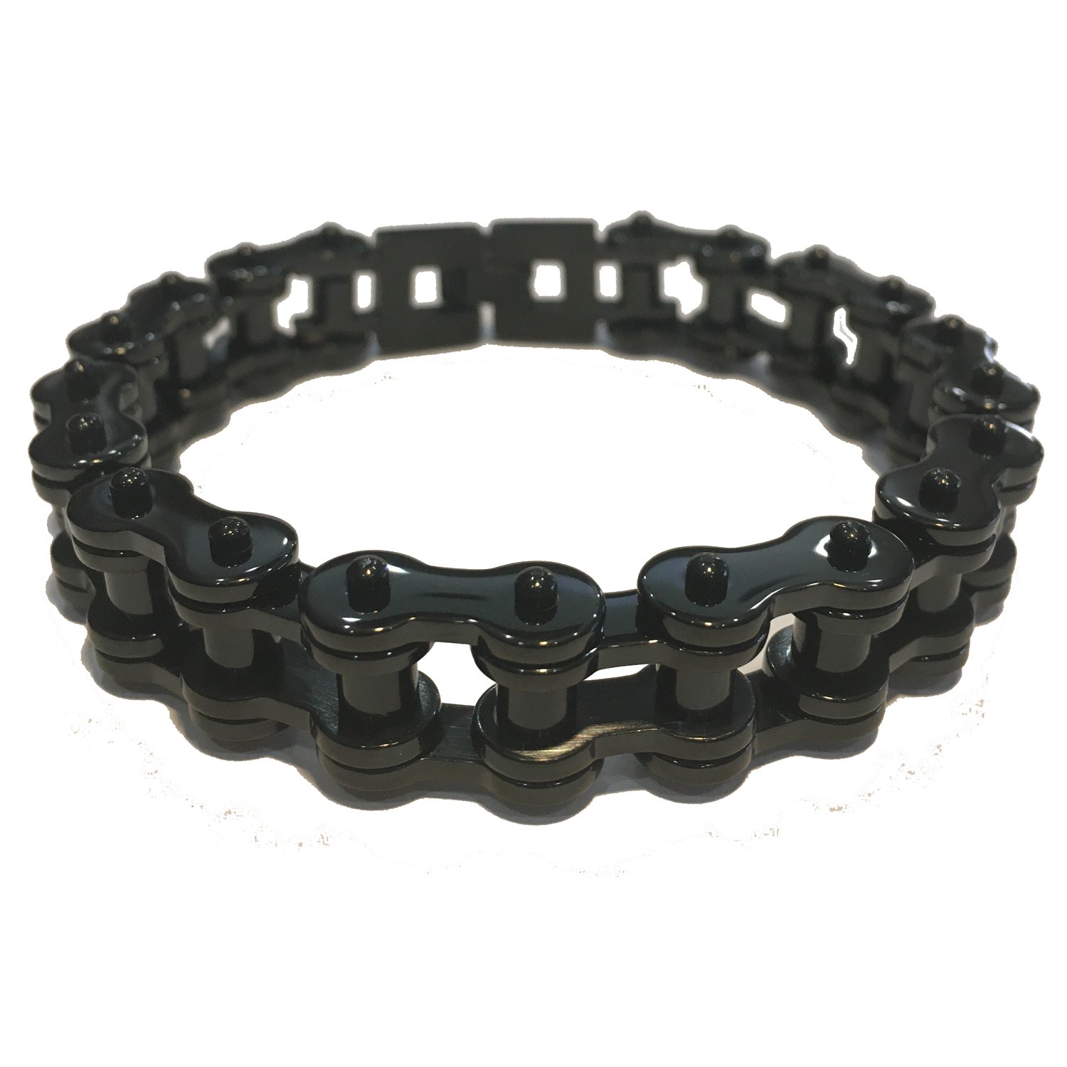 BLACK FINISH MENS MOTORCYCLE CHAIN BRACELET STAINLESS STEEL 9