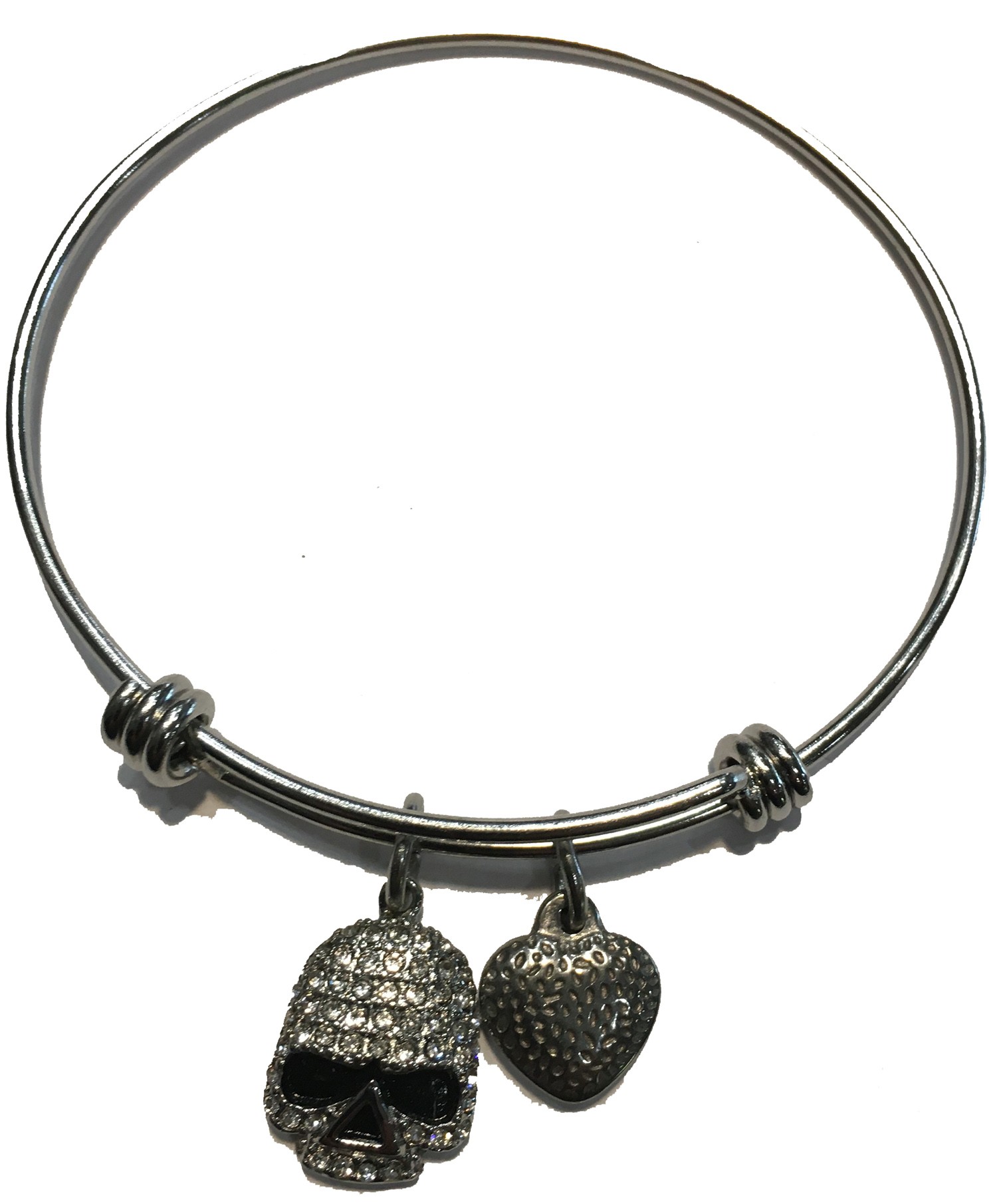 ALEX & ANI STYLE BRACELET WITH CLEAR CRYSTAL SKULL STAINLESS STEEL
