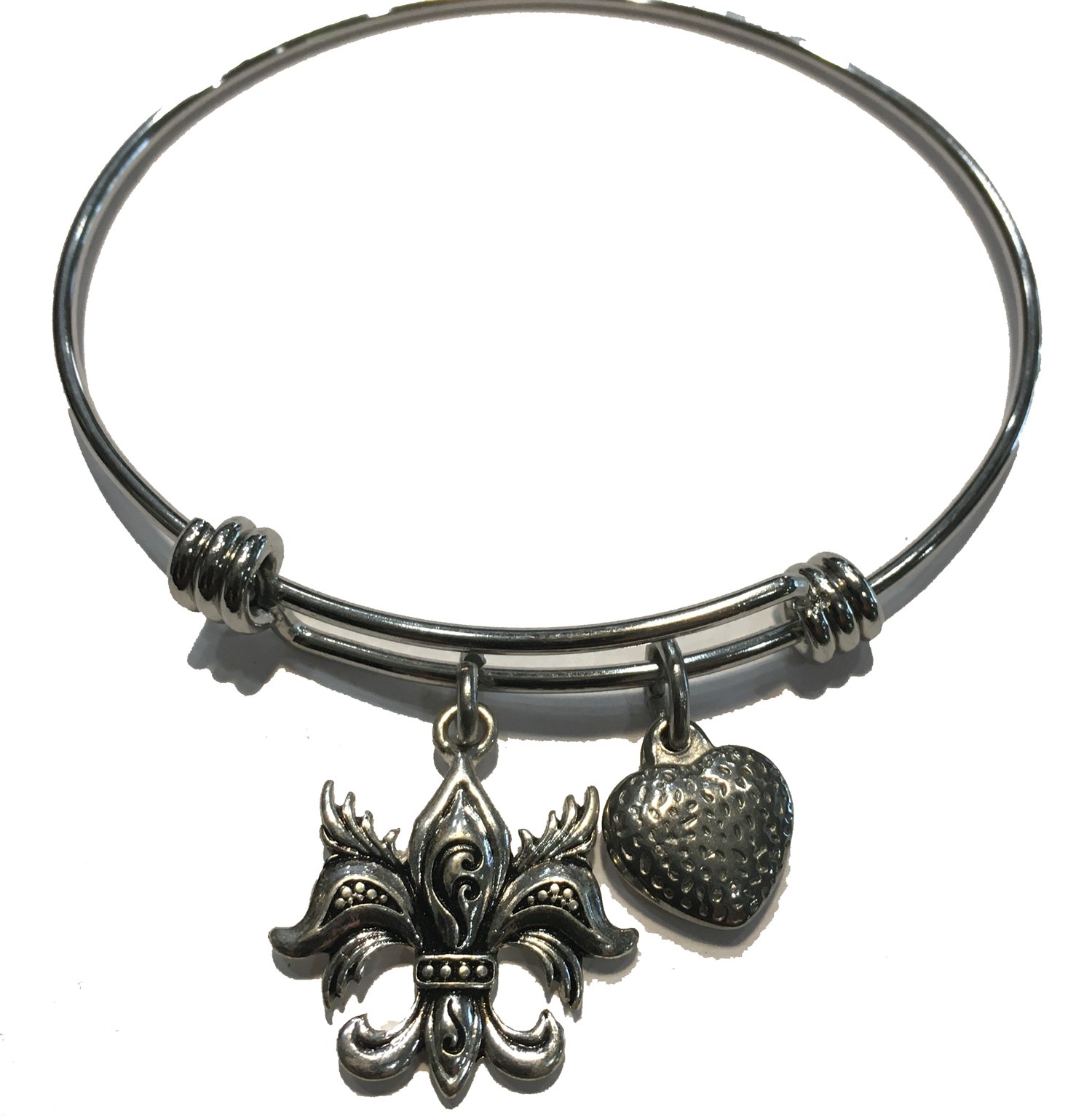 ALEX & ANI STYLE BRACELET WITH ANTIQUE SILVER FLEUR DE LEIS  STAINLESS STEEL