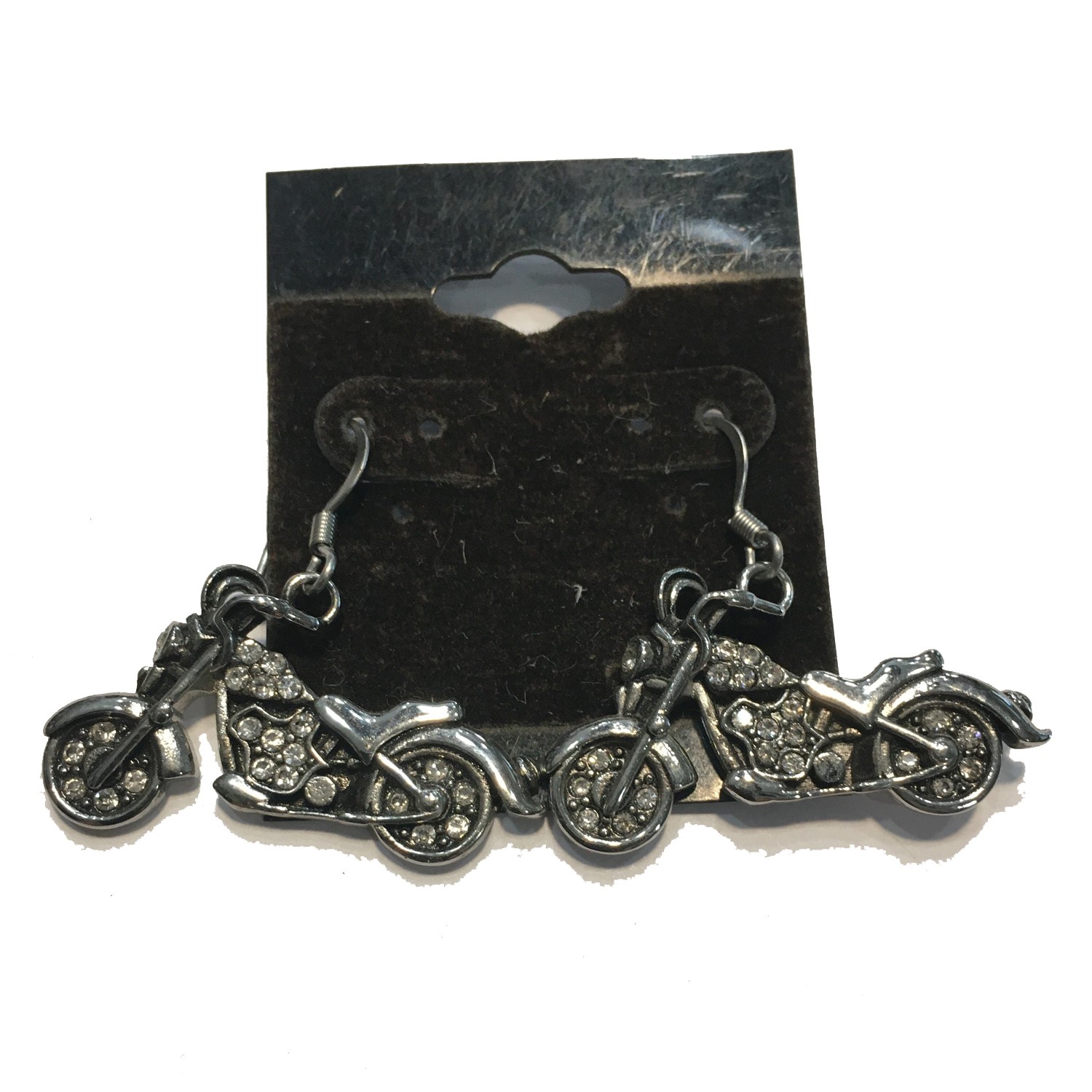 Motorcycle earring with Clear CZ'S