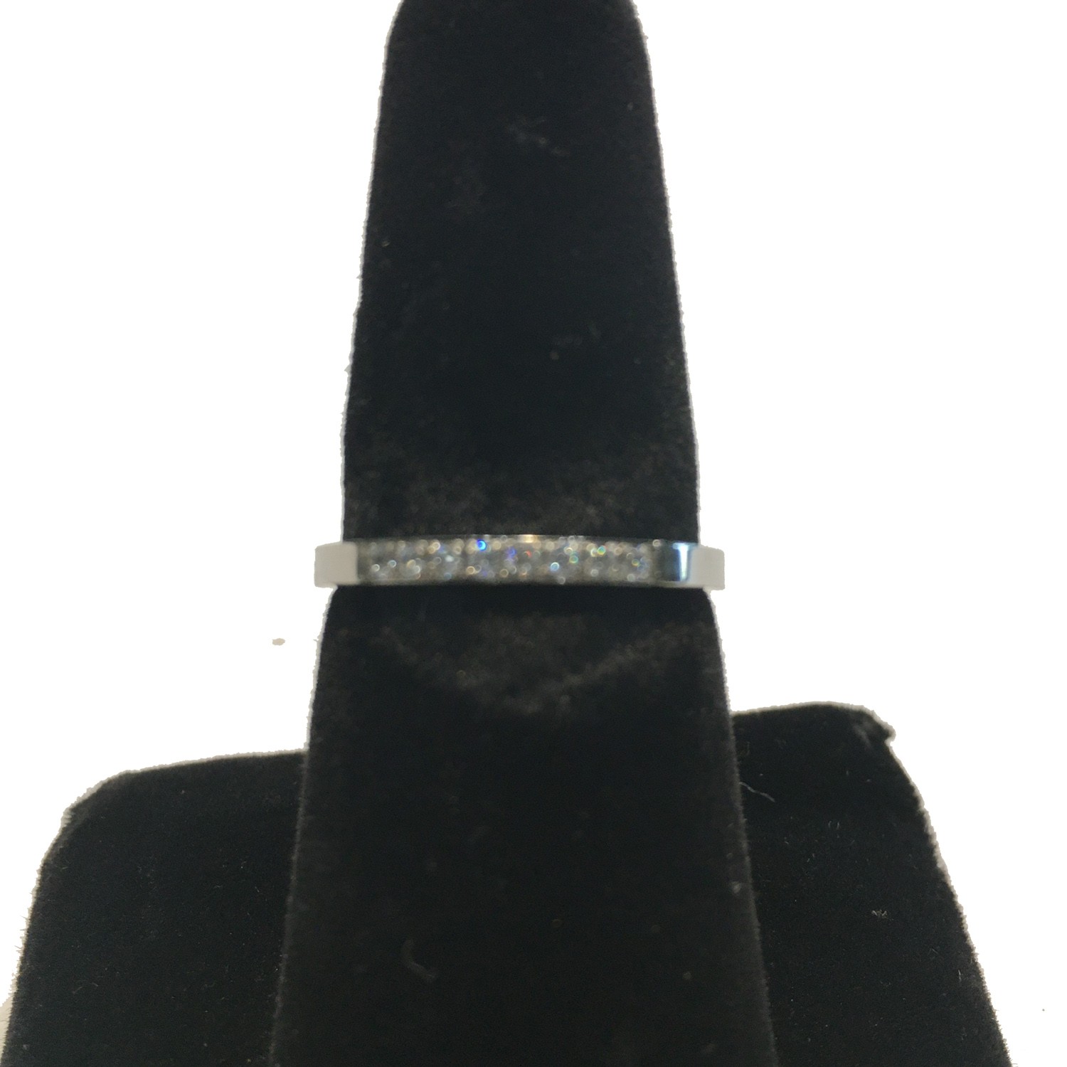 8 CRYSTAL BAND LADIES RING STAINLESS STEEL