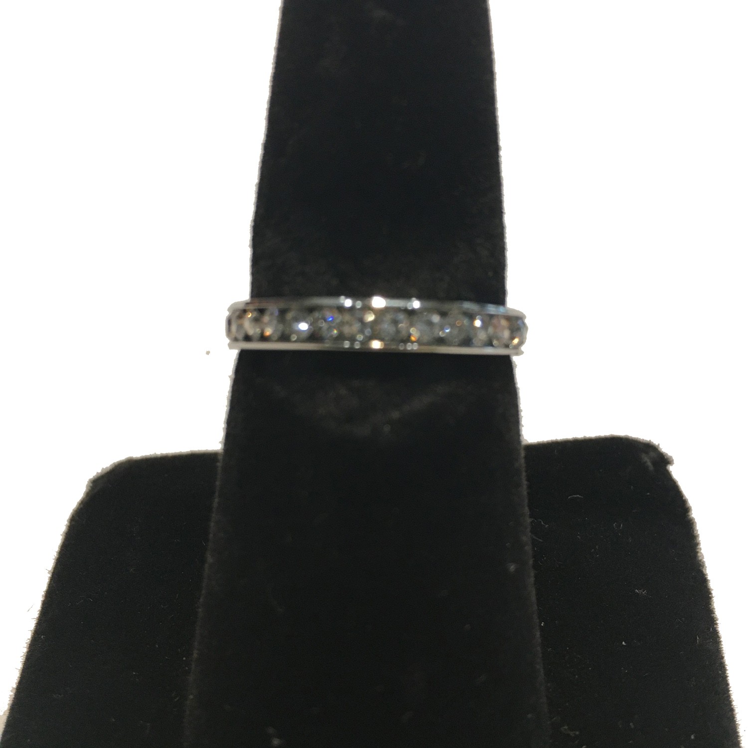 SINGLE ROW CLEAR CRYSTAL LADIES RING ALL AROUND STAINLESS STEEL