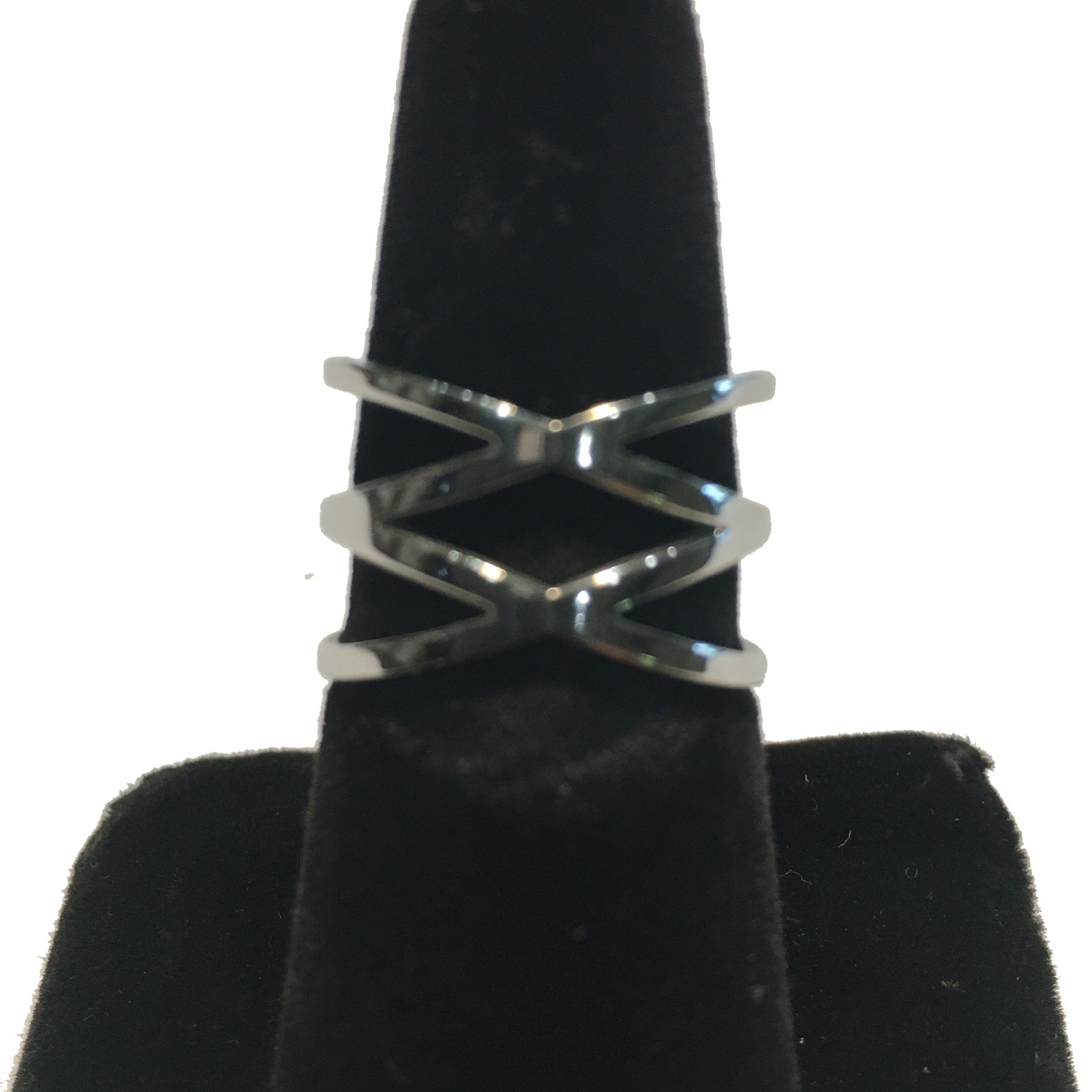 SILVER CRISS CROSS LADIES RING STAINLESS STEEL