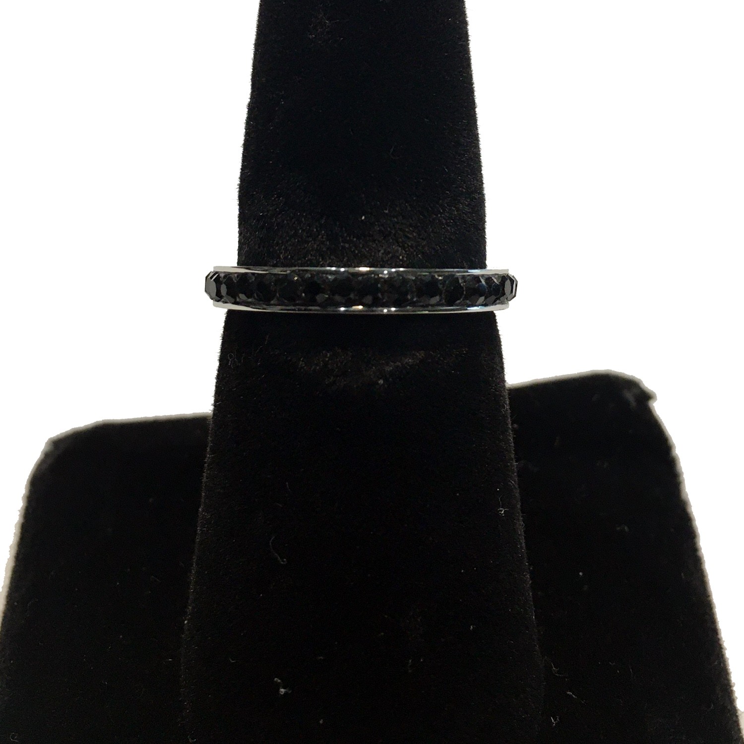 SINGLE CRYSTAL BAND RING BLACK STAINLESS STEEL SIZE 5-10