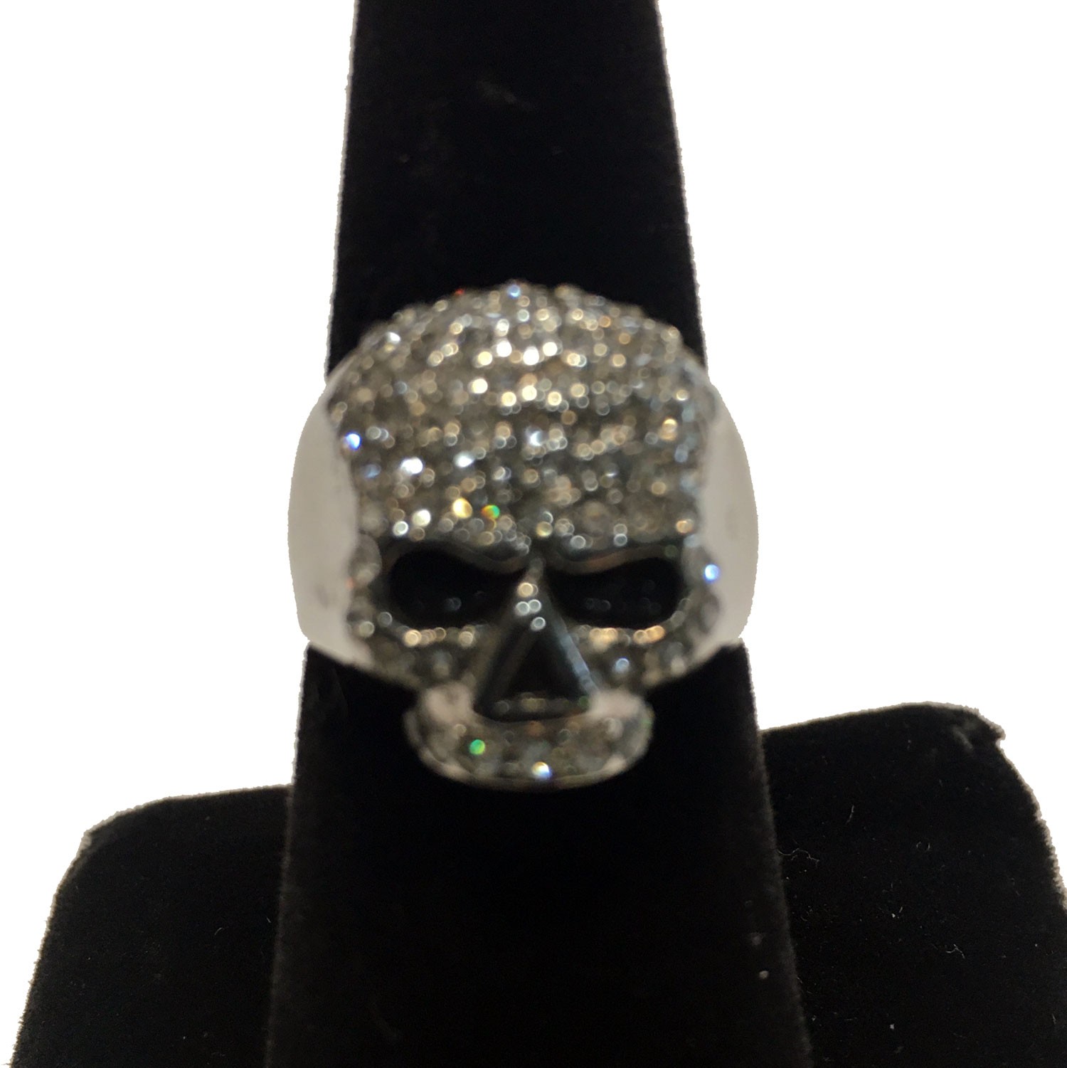 SKULL CRYSTAL RING CLEAR STAINLESS STEEL 5-10