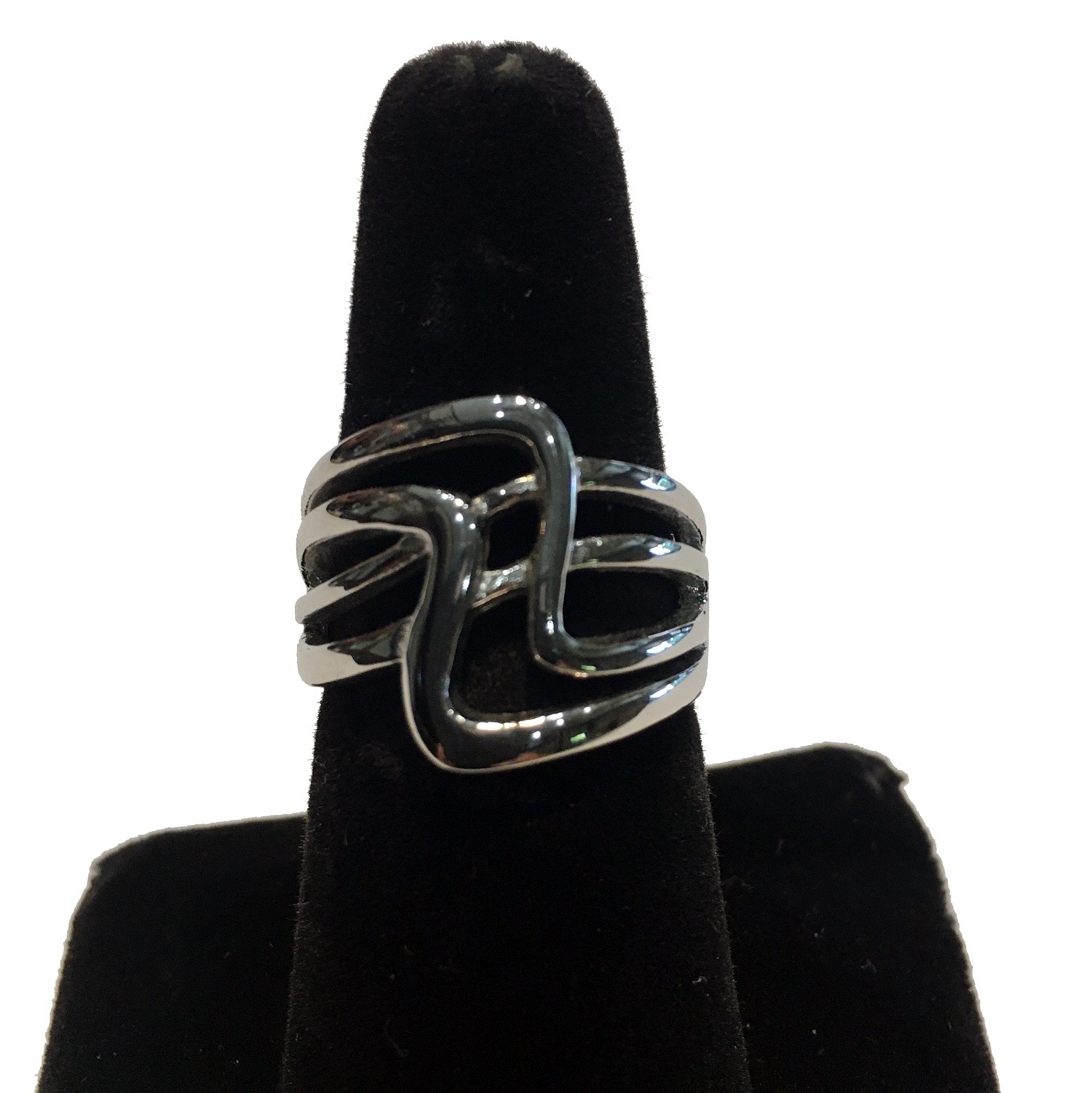 GEOMETRIC SILVER RING STAINLESS STEEL 5-10