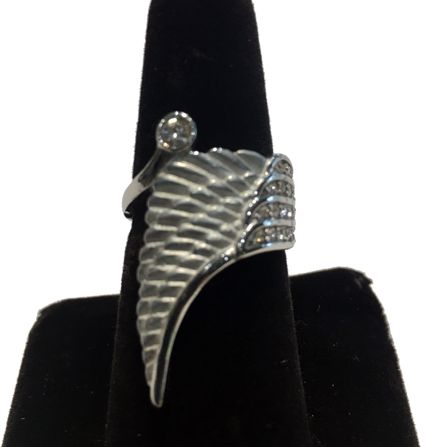 WING STONE RING WHITE STAINLESS STEEL 6-10