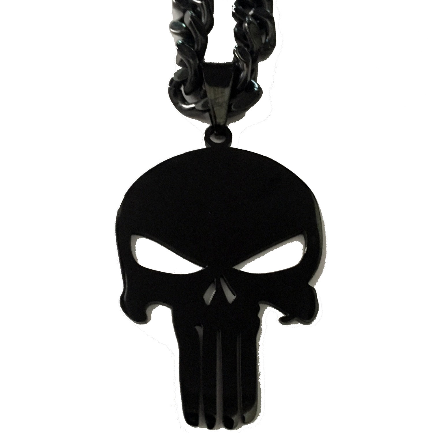 PUNISHED SKULL BLACK STAINLESS STEEL PENDANT ONLY